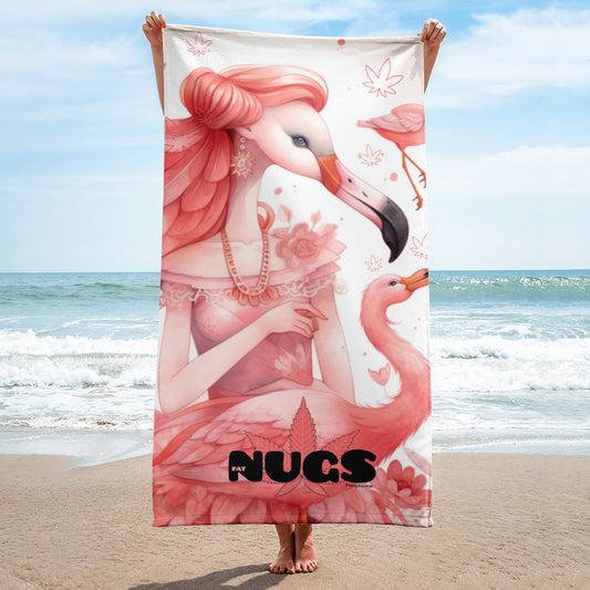 Flamingo Princess Beach Towel